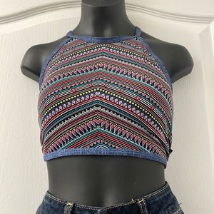 Le Vie en Rose bikini top high neck removable breast pads macrame like back Sz L